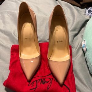 Barely used Christian Louboutin Pigalle 120mm Nude Patent Pumps